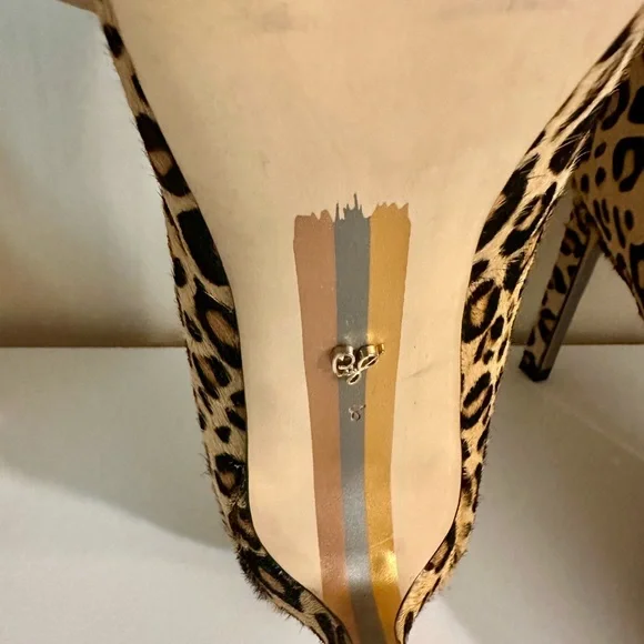 Sam Edelman Leopard Print Pumps – Real Fur – Square Toe – Stunning! - Picture 6 of 6